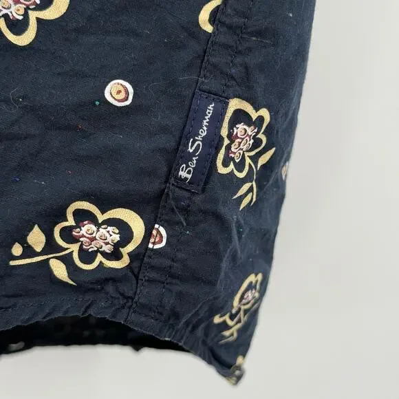 Ben Sherman Neps Shirt Small Floral Print Button Down Navy Cotton Short Sleeve - Picture 10 of 13